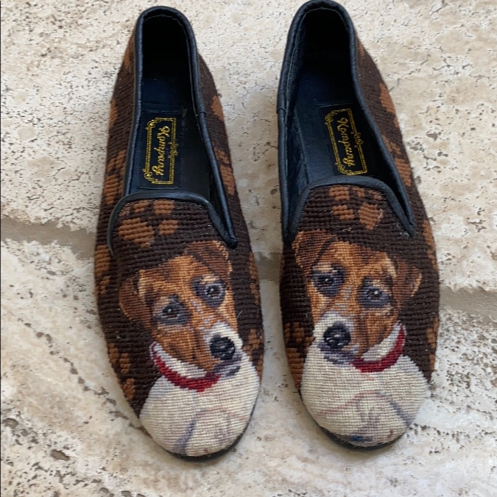 Cute Jack Russell Terrier shoes/ needlepoint
